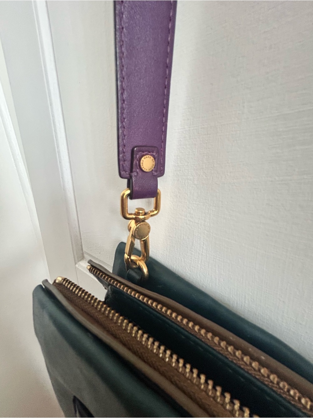 Marc by Marc Jacobs Colorblock Leather Crossbody Bag Teal Navy Purple - Picture 8 of 15